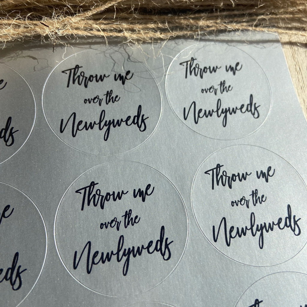 Metallic Silver Stickers - Throw Me Over The Newlyweds Design 1 - Confetti Bee