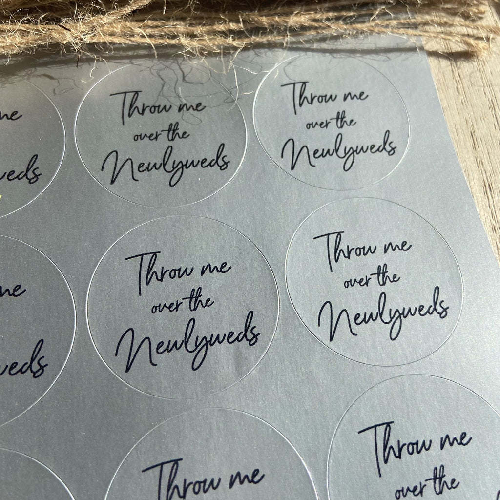 Metallic Silver Stickers - Throw Me Over The Newlyweds Design 3 - Confetti Bee