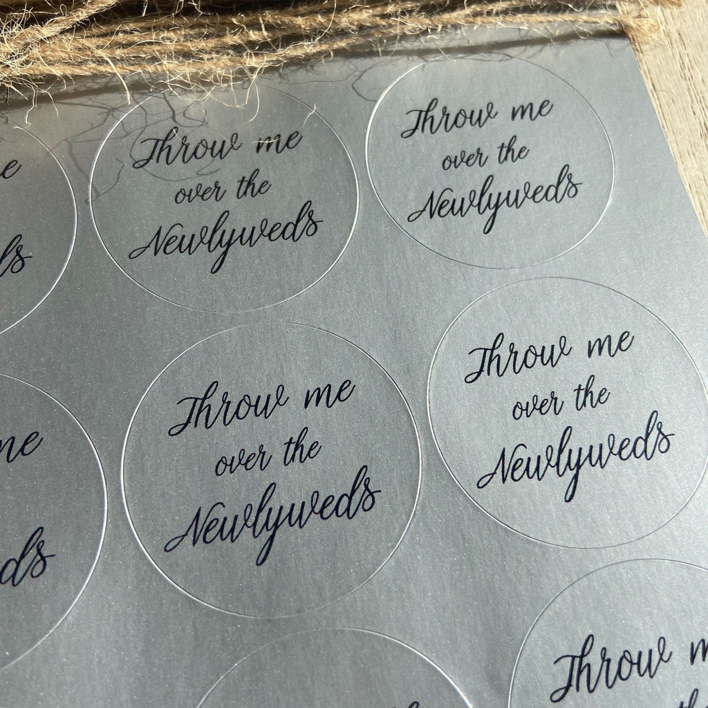 Metallic Silver Stickers - Throw Me Over The Newlyweds Design 4 - Confetti Bee