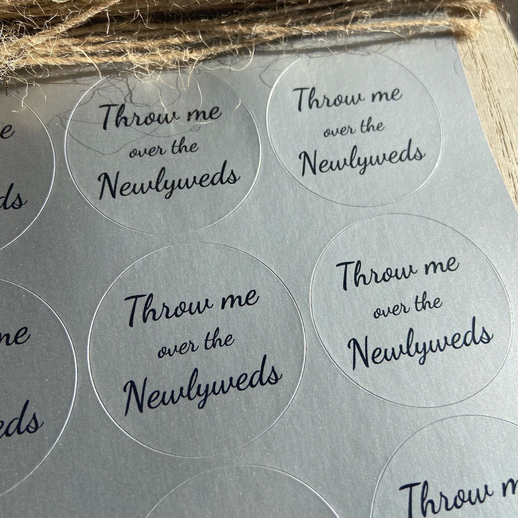 Metallic Silver Stickers - Throw Me Over The Newlyweds Design 5 - Confetti Bee