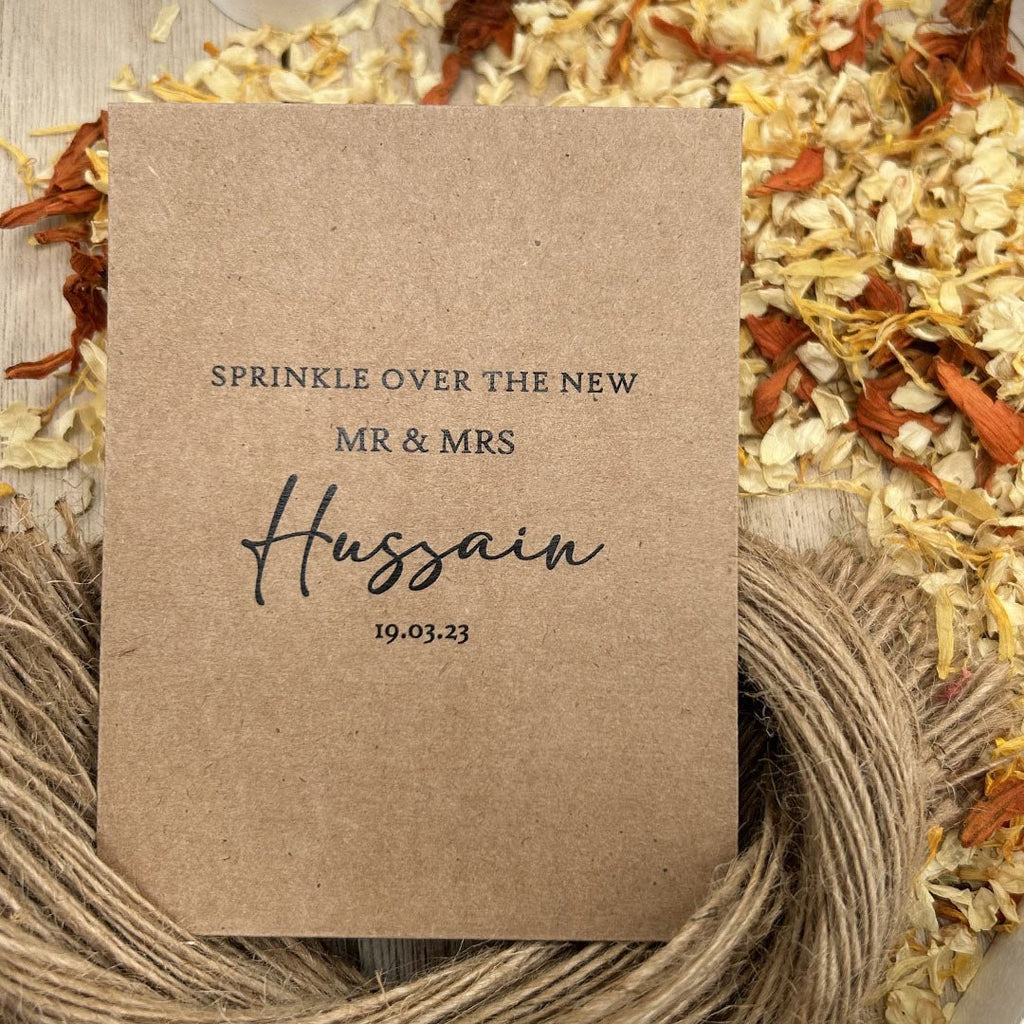 Personalised Confetti Packet Kraft Brown Sample - Confetti Bee