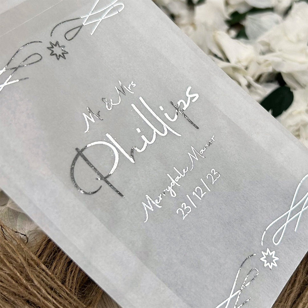 Personalised Foiled Glassine Confetti Packets - Festive Design 1 - Confetti Bee