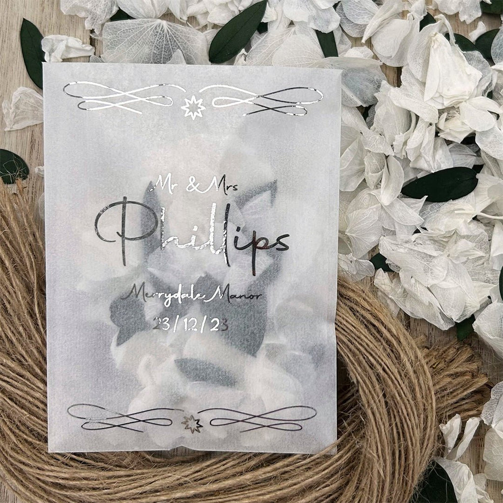 Personalised Foiled Glassine Confetti Packets - Festive Design 1 - Confetti Bee