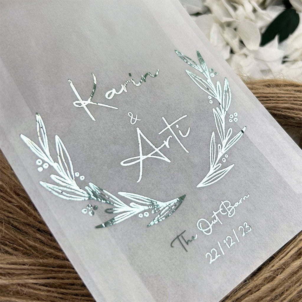 Personalised Foiled Glassine Confetti Packets - Festive Design 2 - Confetti Bee