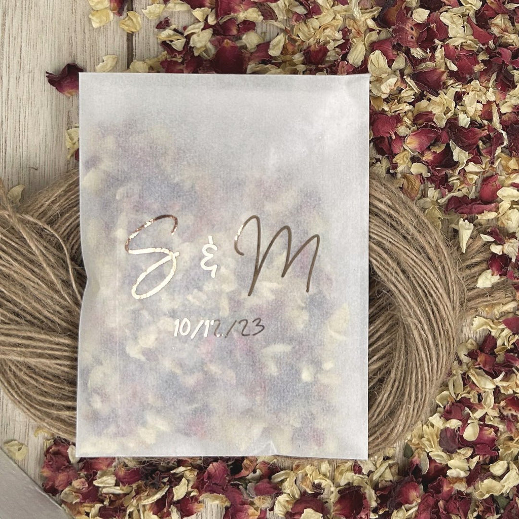 Personalised Foiled Glassine Confetti Packets - Initials Design 3 - Confetti Bee