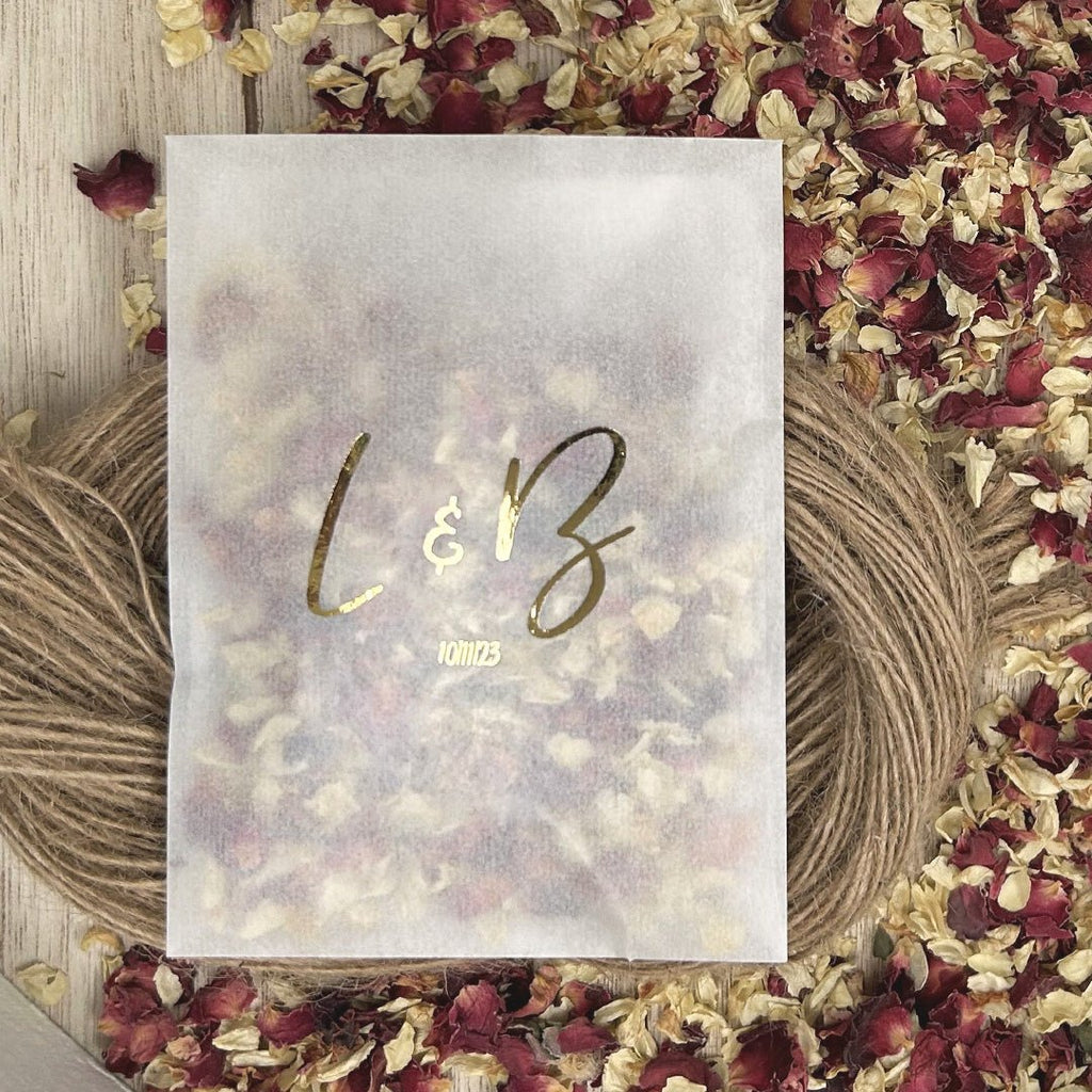 Personalised Foiled Glassine Confetti Packets - Initials Design 4 - Confetti Bee