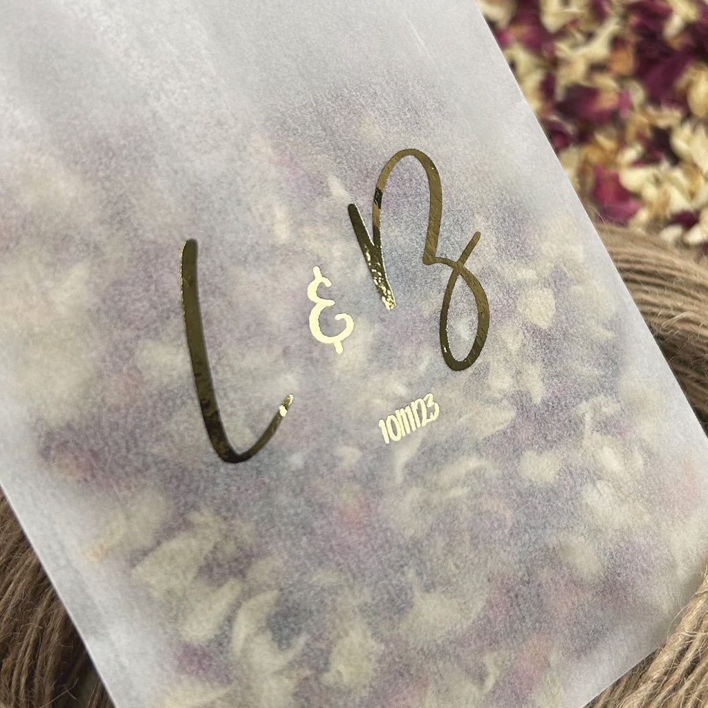 Personalised Foiled Glassine Confetti Packets - Initials Design 4 - Confetti Bee