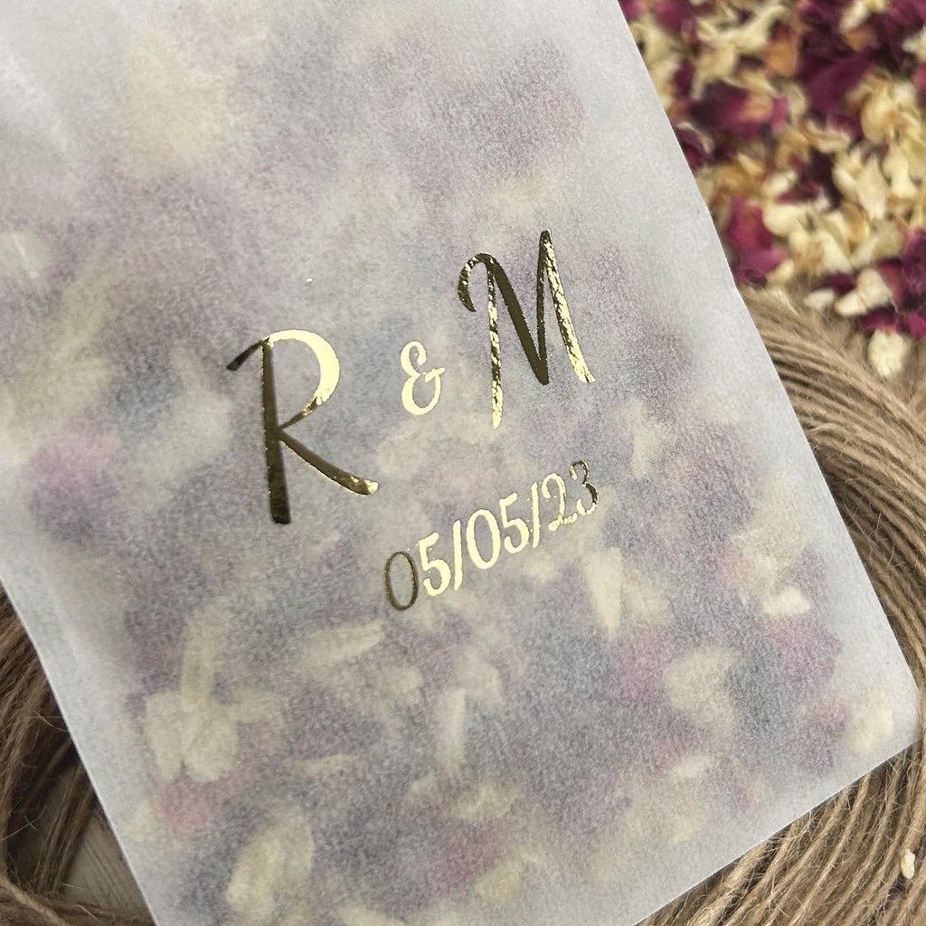 Personalised Foiled Glassine Confetti Packets - Initials Design 5 - Confetti Bee