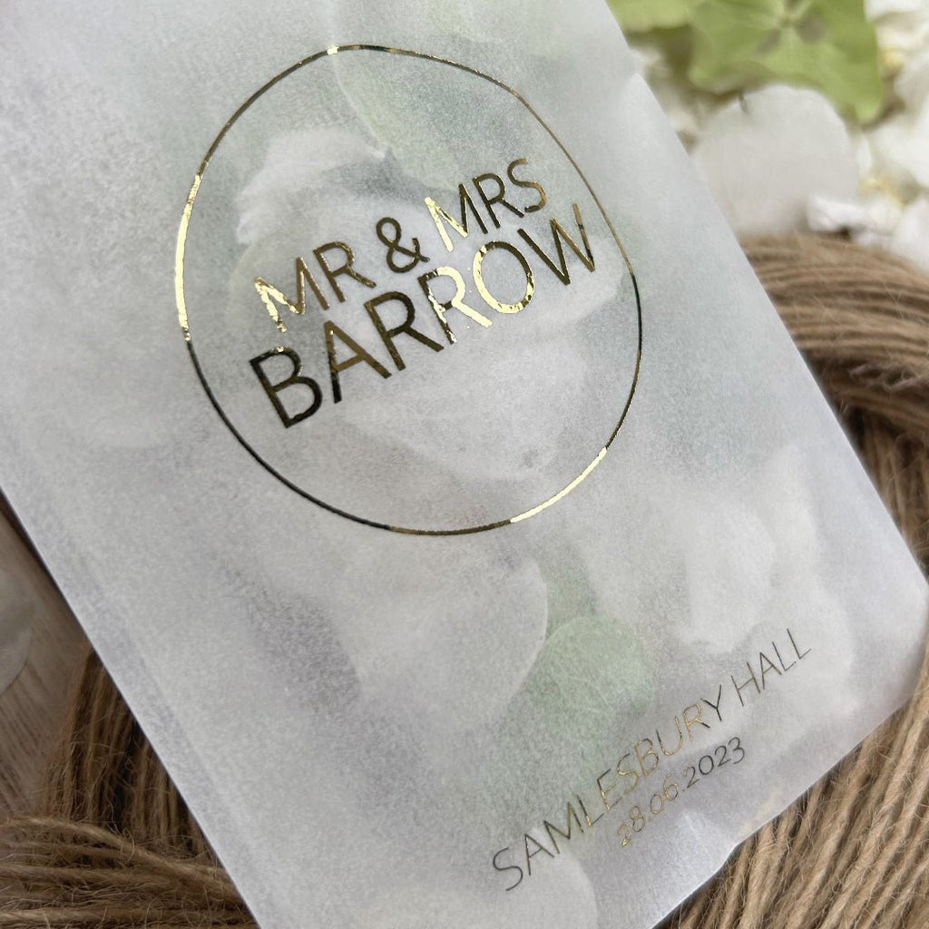 Personalised Foiled Glassine Confetti Packets - Mr & Mrs Design 10 - Confetti Bee