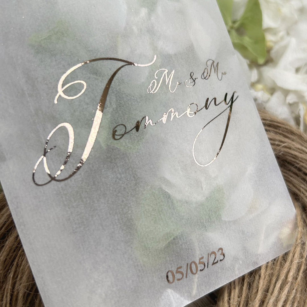 Personalised Foiled Glassine Confetti Packets - Mr & Mrs Design 3 - Confetti Bee