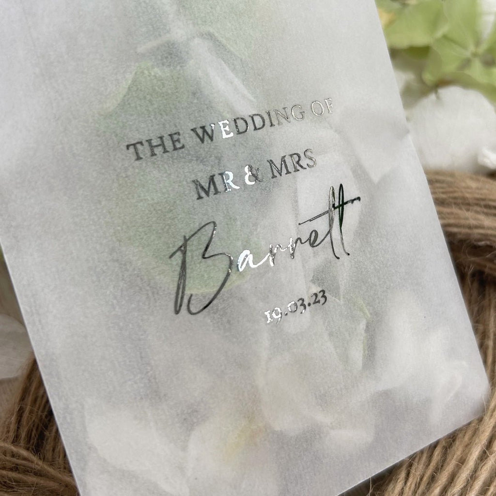 Personalised Foiled Glassine Confetti Packets - Mr & Mrs Design 7 - Confetti Bee