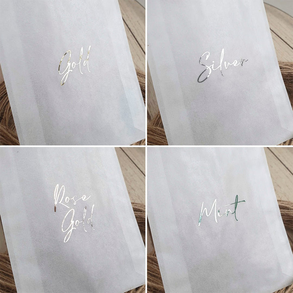 Personalised Foiled Glassine Confetti Packets - Names Design 10 - Confetti Bee