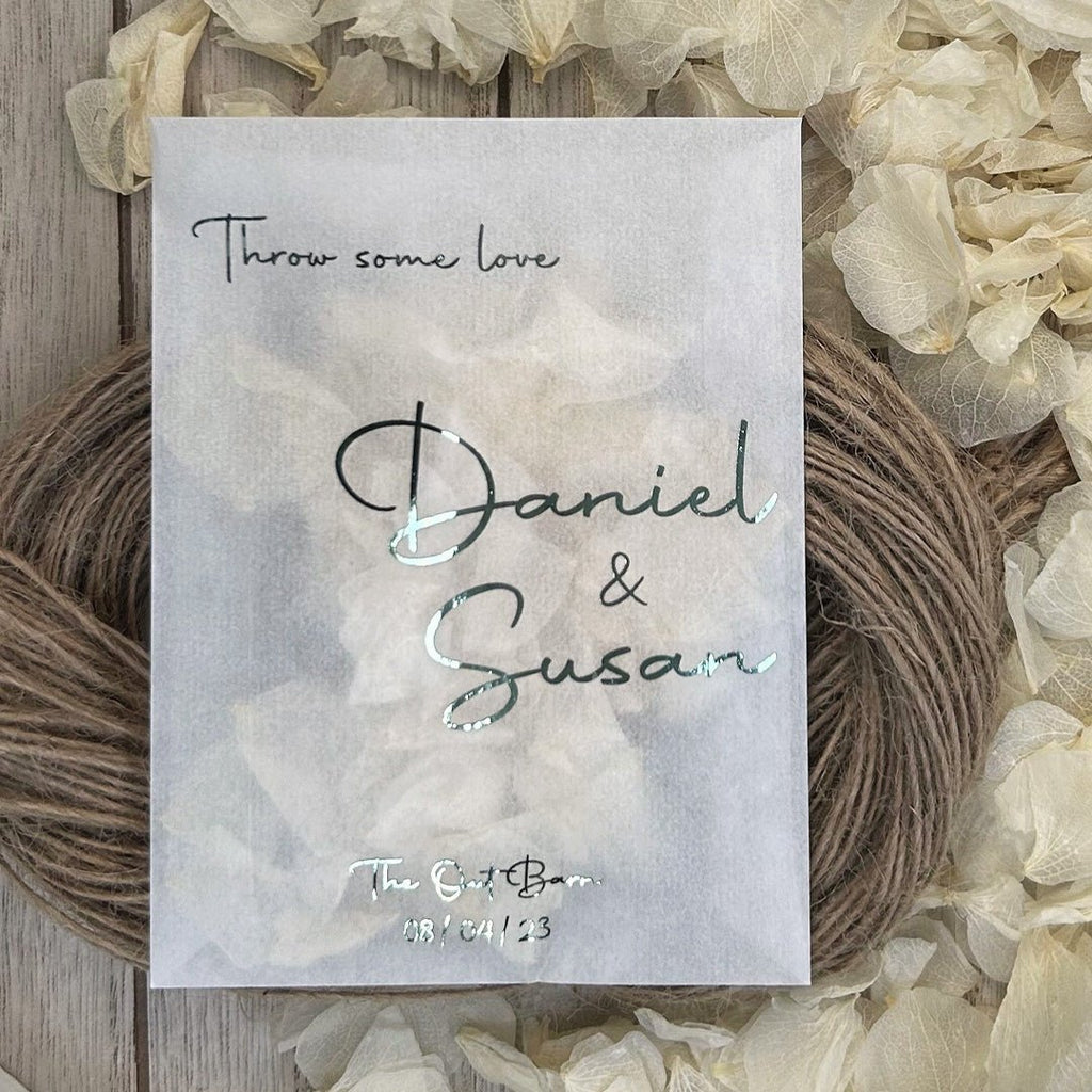 Personalised Foiled Glassine Confetti Packets - Place Name Design 4 - Confetti Bee