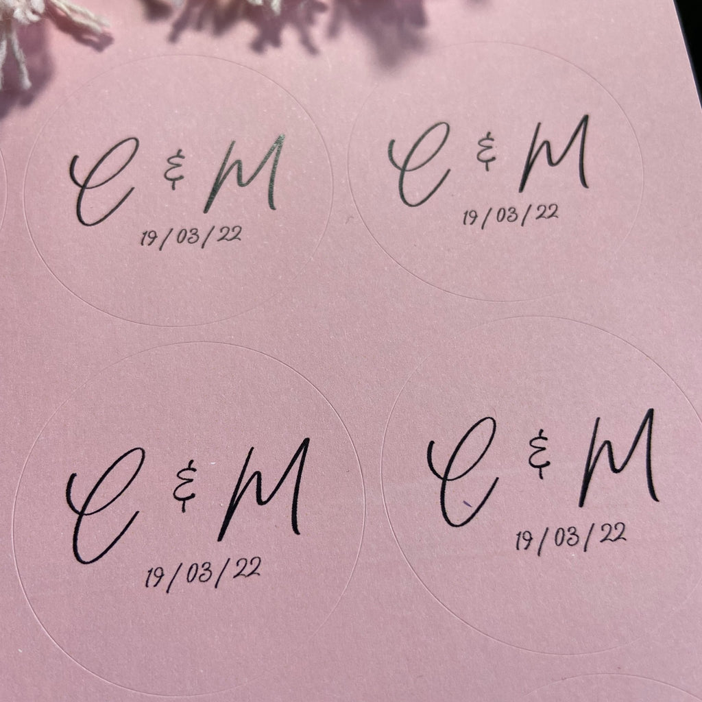 Pink Personalised Stickers - Initials Design 1 - Confetti Bee