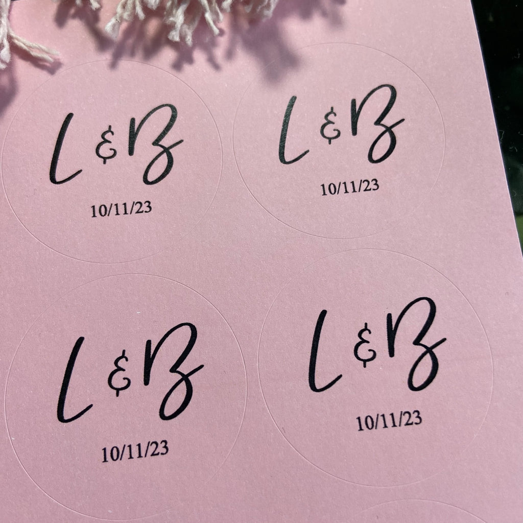 Pink Personalised Stickers - Initials Design 3 - Confetti Bee