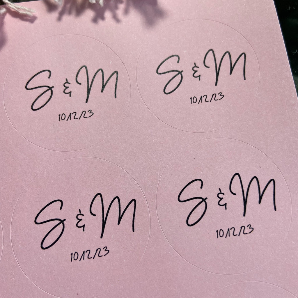 Pink Personalised Stickers - Initials Design 4 - Confetti Bee