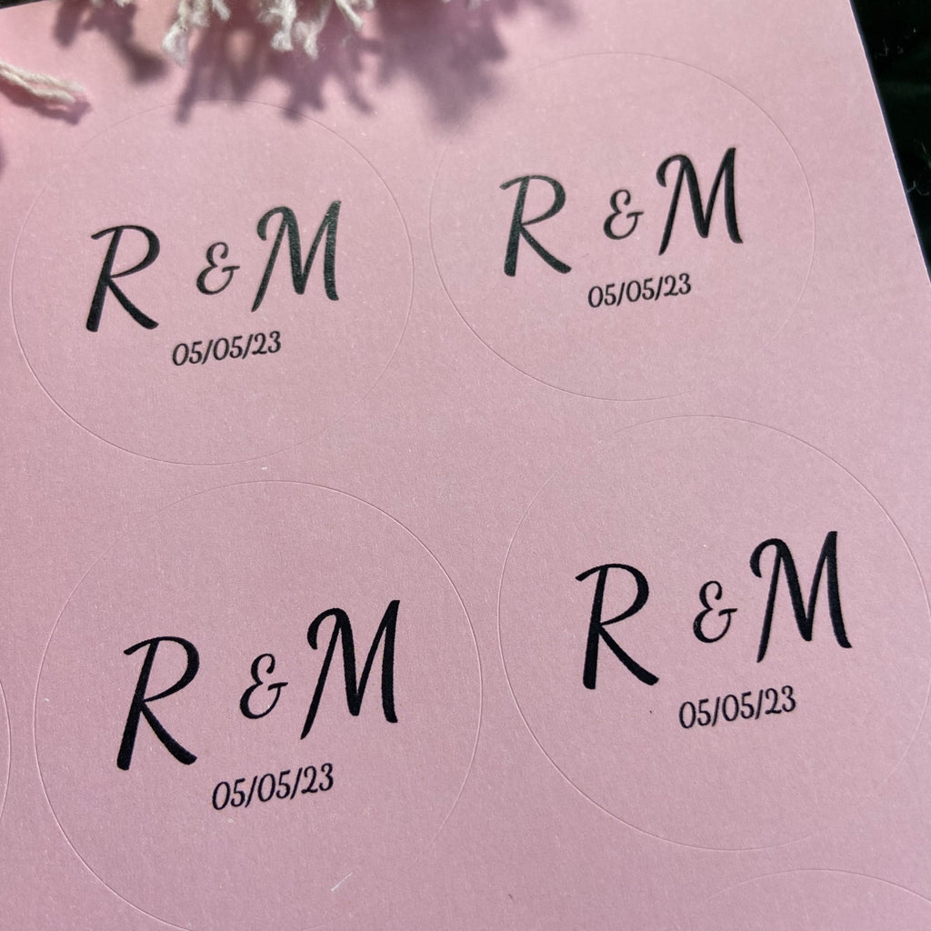 Pink Personalised Stickers - Initials Design 5 - Confetti Bee