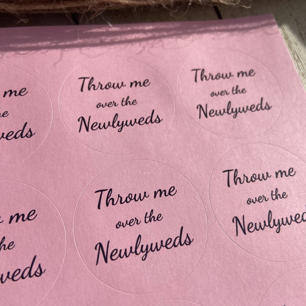 Pink Stickers - Throw Me Over The Newlyweds Design 5 - Confetti Bee