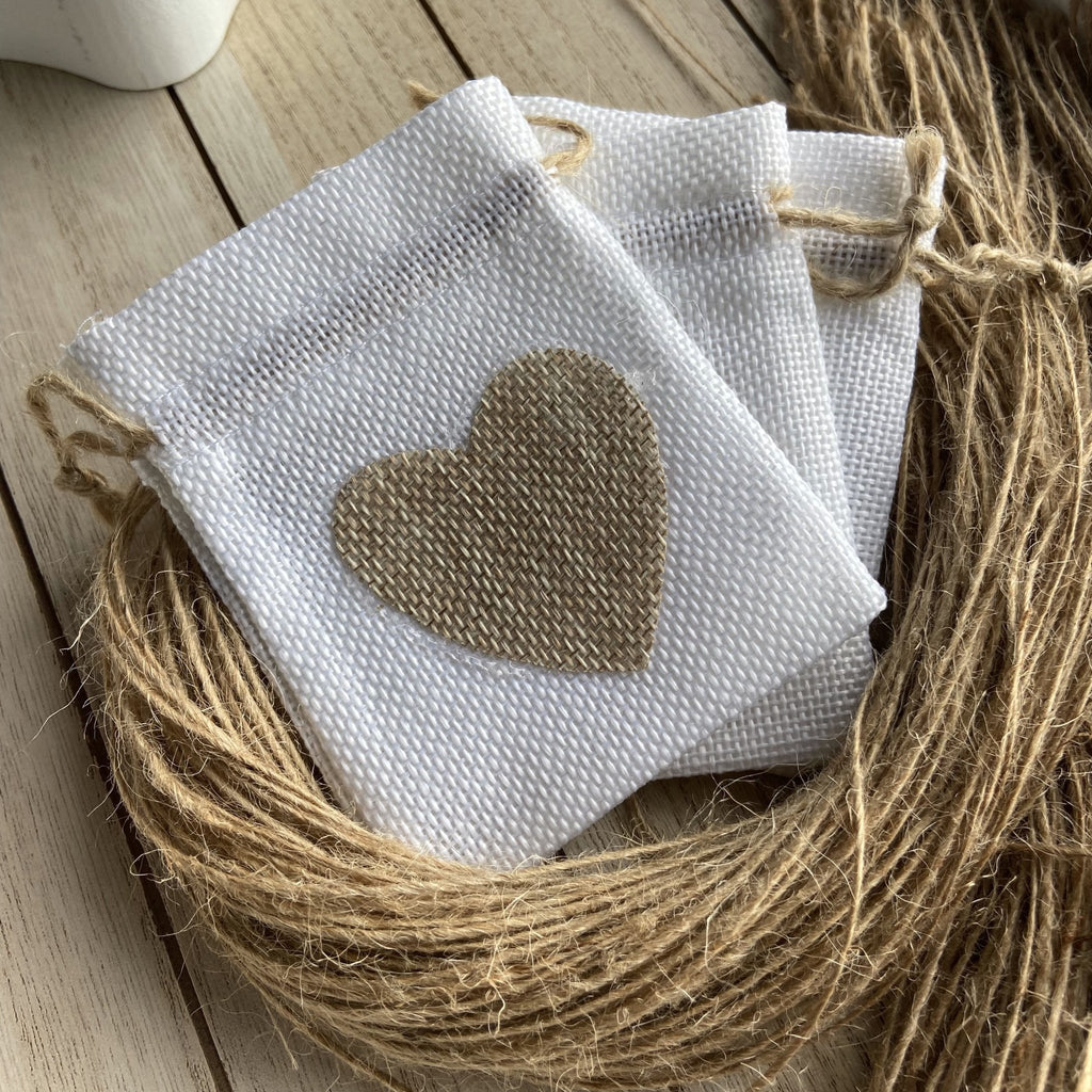 White Heart Hessian Confetti Bag - Confetti Bee