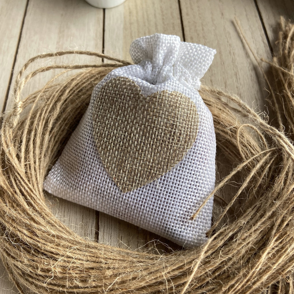 White Heart Hessian Confetti Bag - Confetti Bee