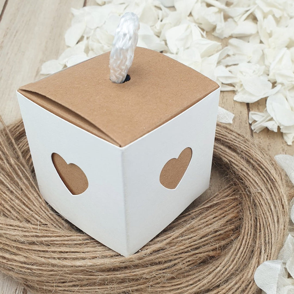 White & Kraft Brown Heart Confetti Box - Confetti Bee