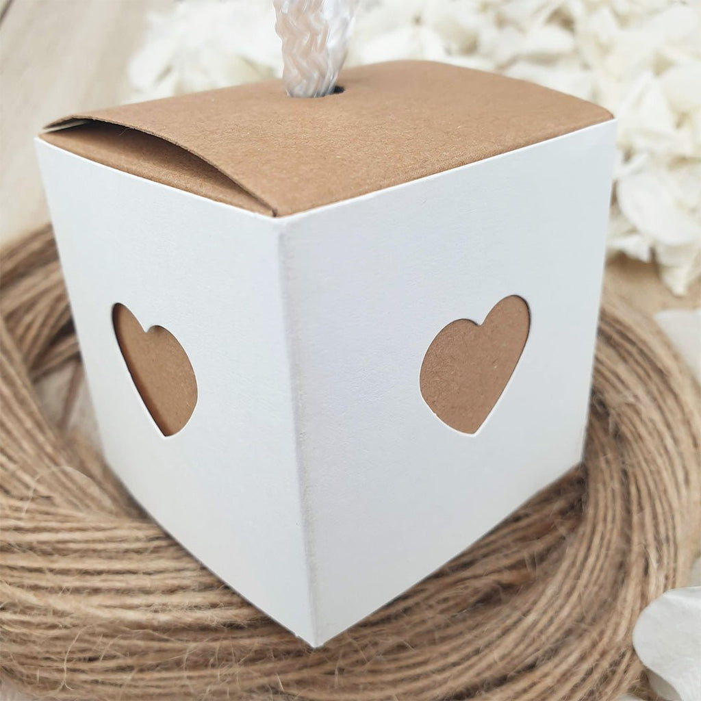 White & Kraft Brown Heart Confetti Box - Confetti Bee