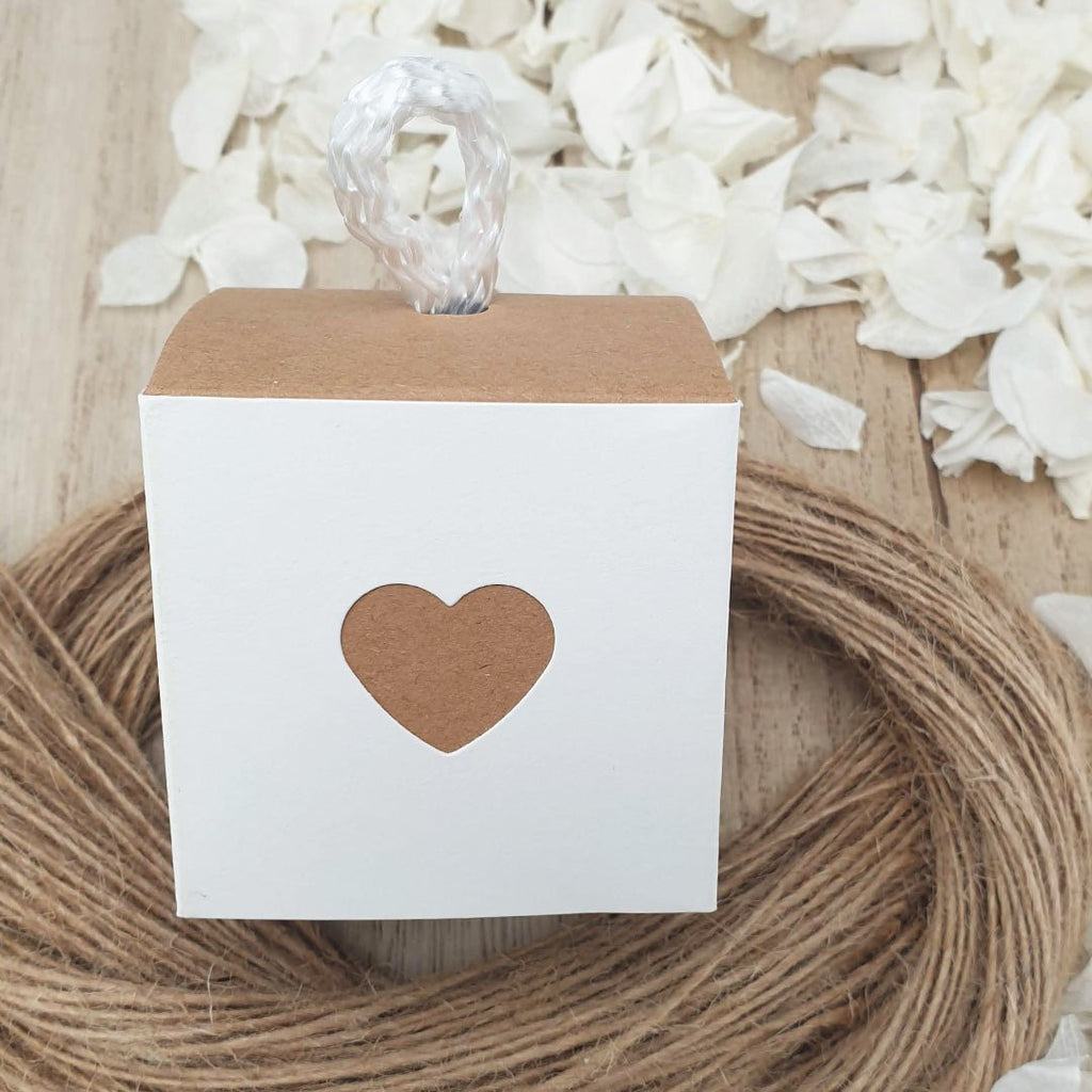 White & Kraft Brown Heart Confetti Box - Confetti Bee